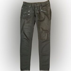 Miss Me Army Green Signature Skinny Jeans with Zippers Size 25